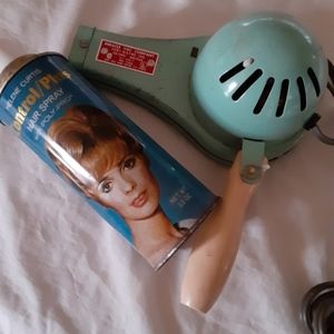 Vintage hair dryer 1960s can hairspray decor